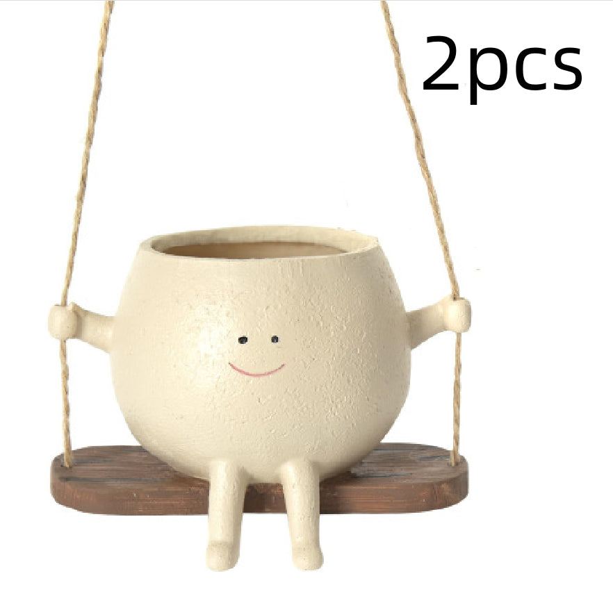 Swing Face Planter Pot | Cute Wall Hanging Succulent Flower Pot