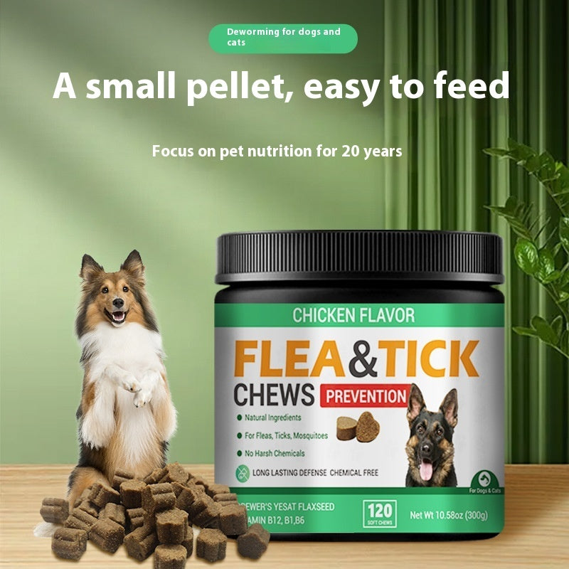 Bottle of pet itching relief supplement for dogs with natural ingredients and skin health benefits