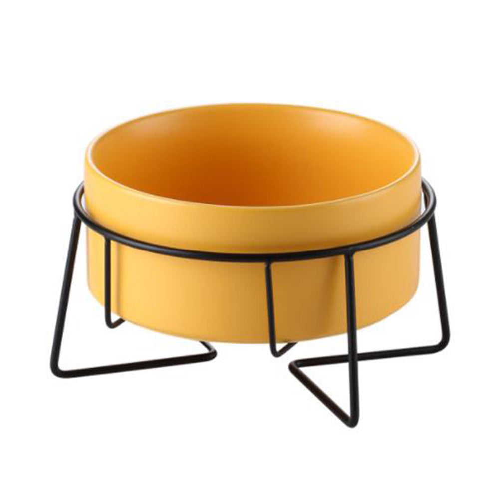 Nordic Ceramic Pet Bowl with Iron Stand | Cat & Dog Food Water Bowl