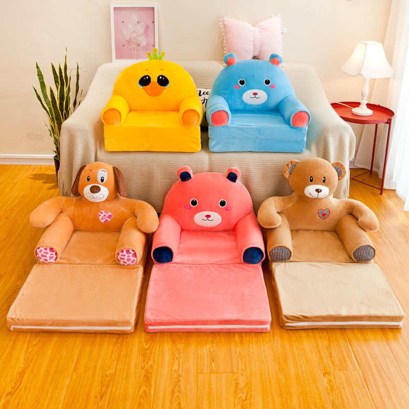 Prince Bear Folding Sofa cute cartoon kids seat ages 3-8 comfortable foldable plush chair