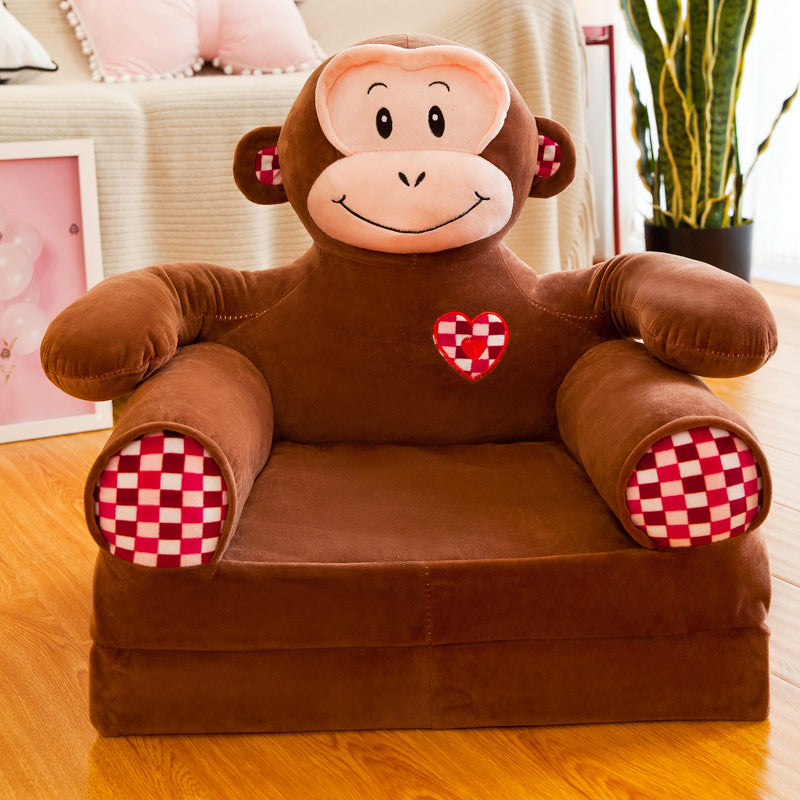 Prince Bear Folding Sofa - Cute Cartoon Animal Baby Seat for Kids Ages 3-8