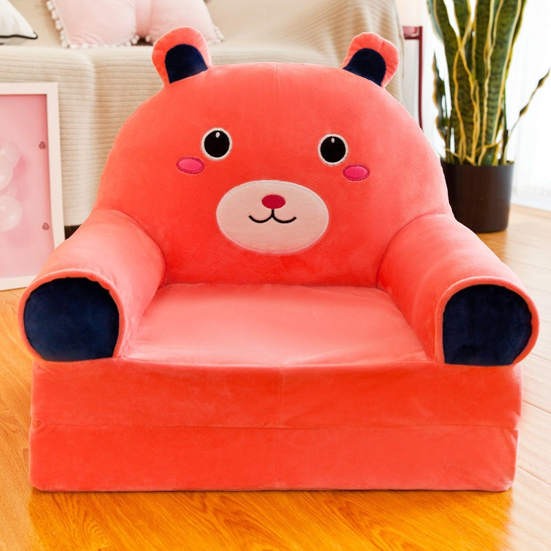 Prince Bear Folding Sofa - Cute Cartoon Animal Baby Seat for Kids Ages 3-8
