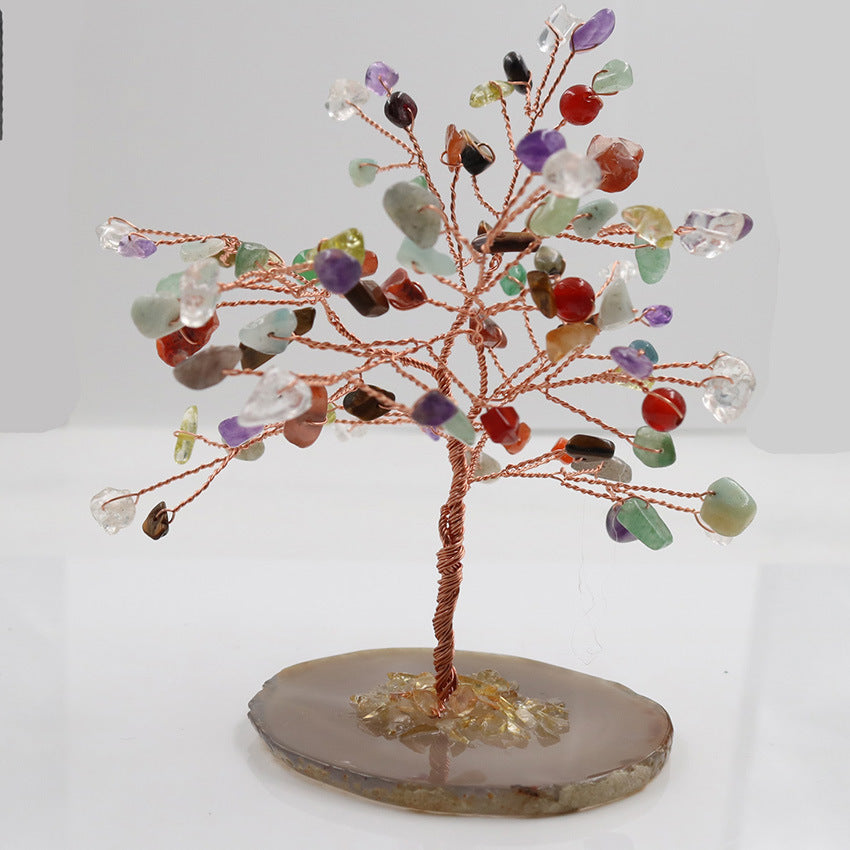 Natural Crystal Tree Ornament – Citrine Gemstone Money Tree for Home & Office