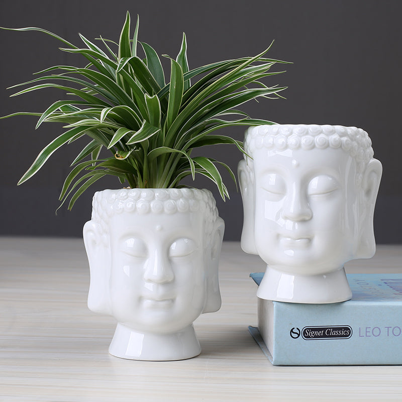 Ceramic Buddha Flower Pot | Handmade Traditional Chinese Style Planter