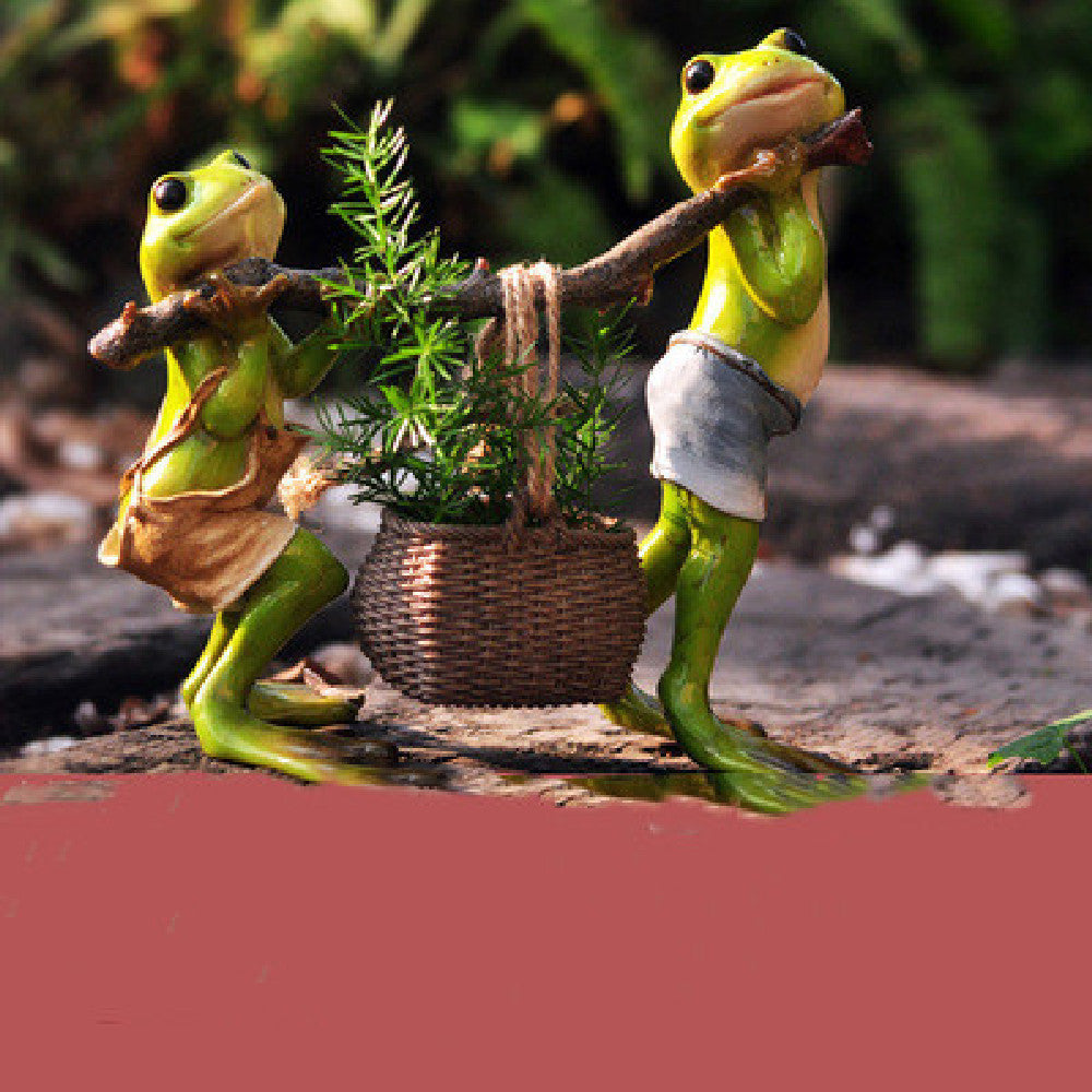 Pastoral resin flowerpot shaped like happy frog for home decoration