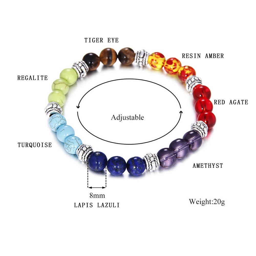Natural Stone Colorful 7 Chakra Energy Yoga Bracelet