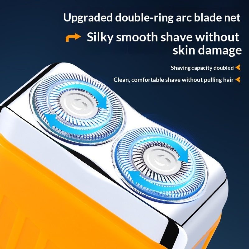 Portable washable magnetic dual-blade men's shaver with dual floating blades and rechargeable battery