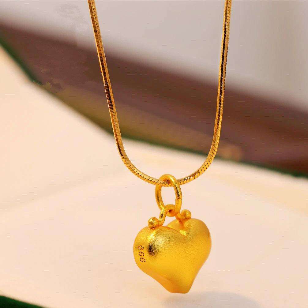 Double heart pendant necklace - romantic gold plated jewelry