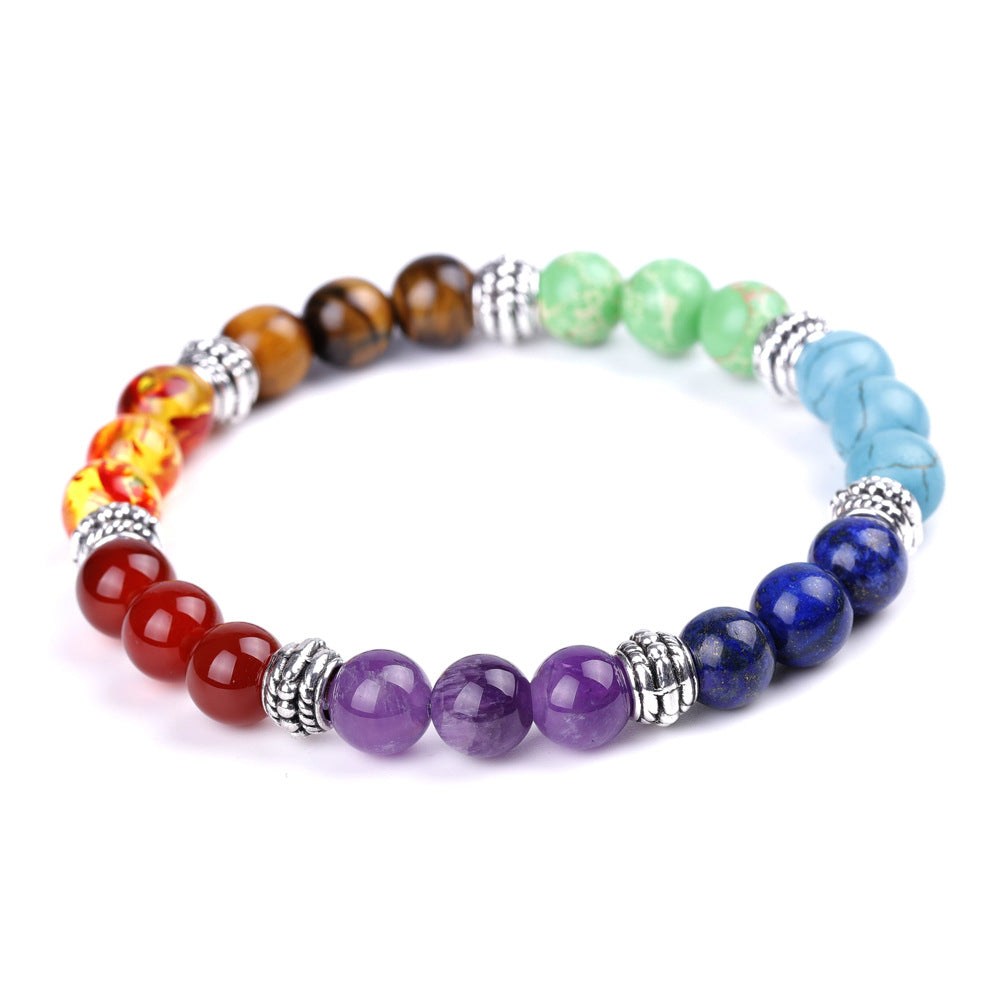 Natural Stone Colorful 7 Chakra Energy Yoga Bracelet