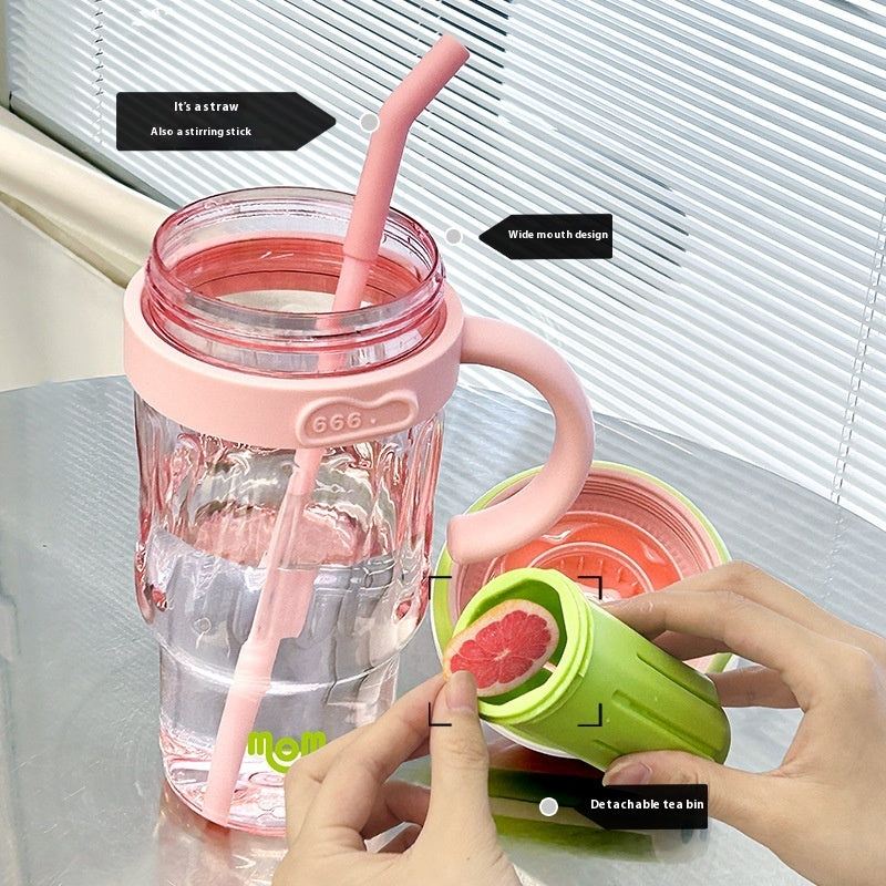 Minimalist large capacity water cup straw with wide opening and durable design for hydration on the go