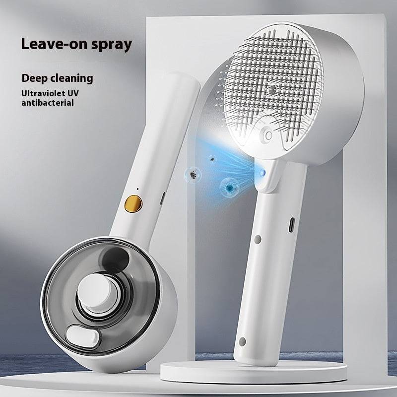 Pet Grooming Spray Brush with UV Sterilization - 3-in-1 Dog & Cat Hair Remover