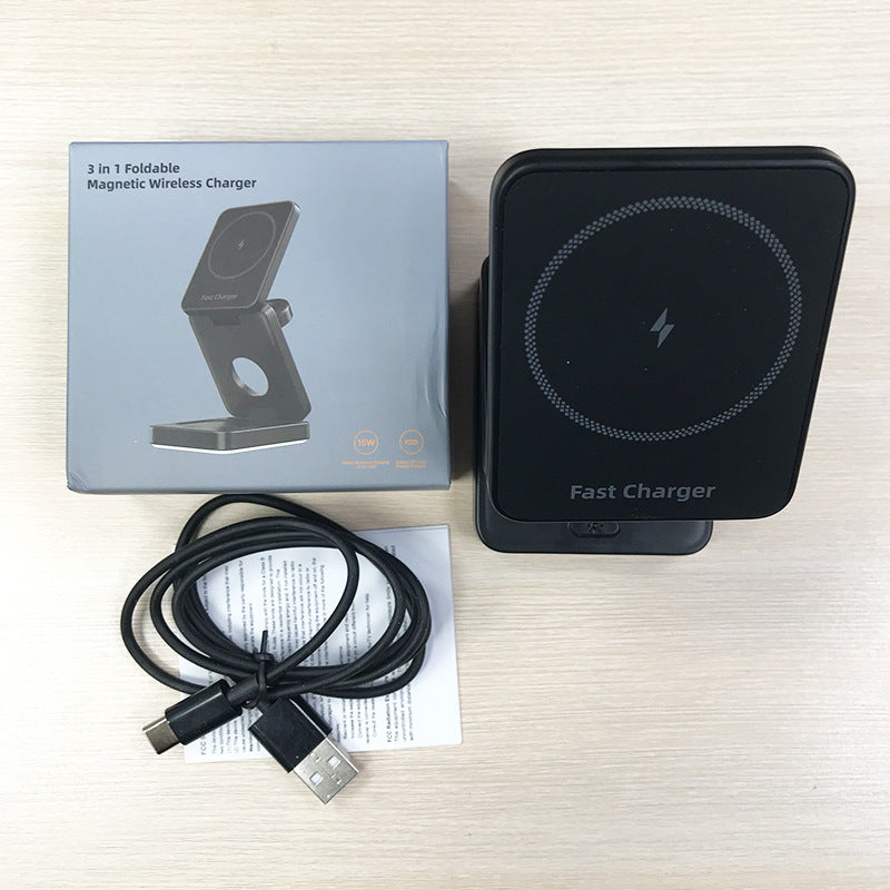 3-in-1 Wireless Charger - Folding Magnetic Charging Station for Phone, Watch & Earbuds