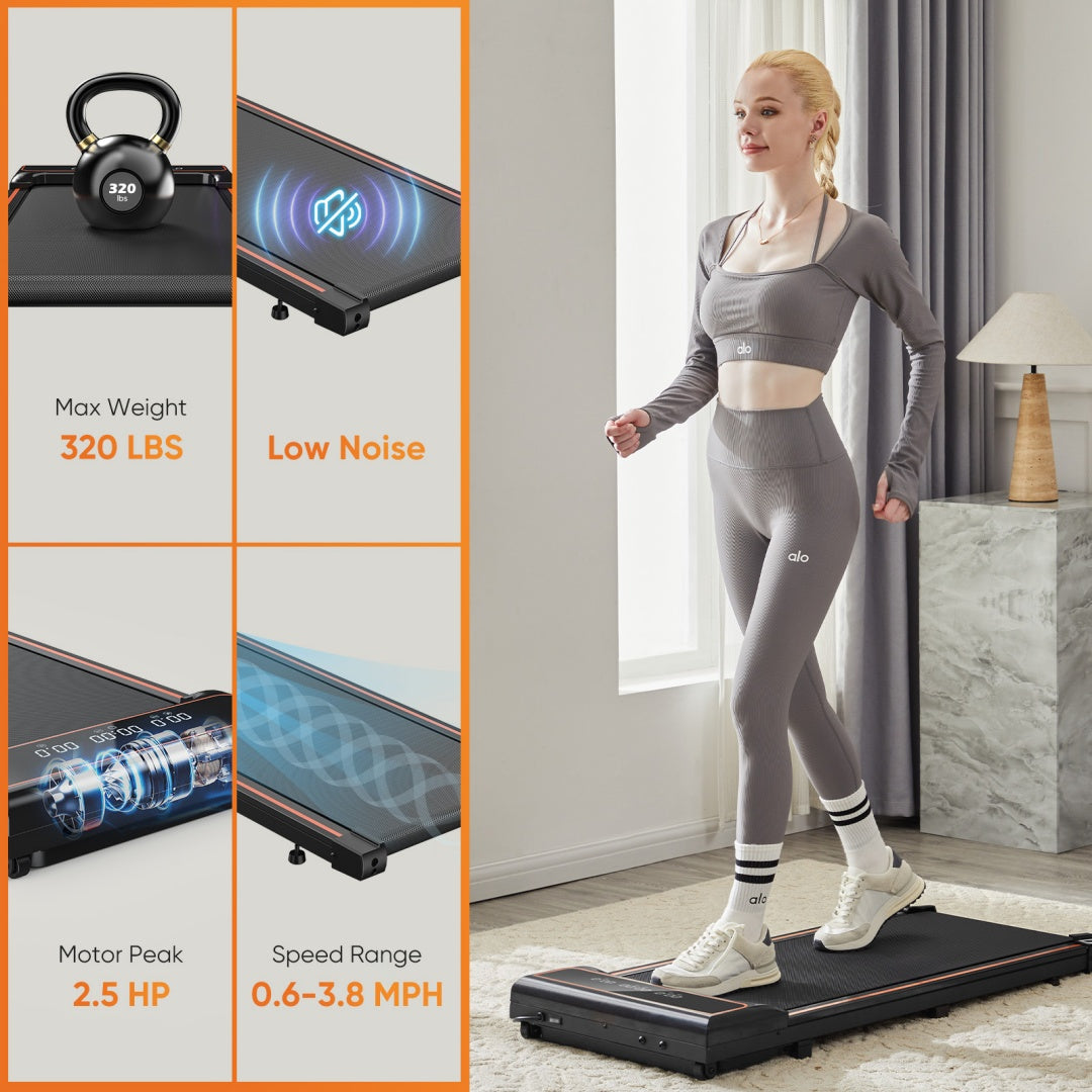 Compact Walking Pad Treadmill - Portable Under Desk Treadmill with Remote Control