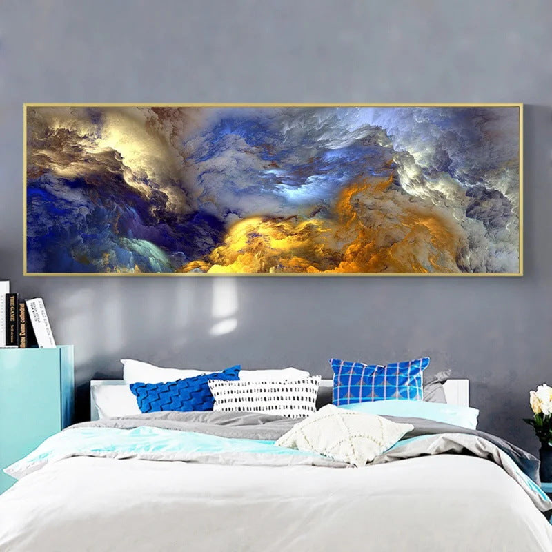 Blue Wave Scroll HD Oil Painting | Modern Canvas Wall Art