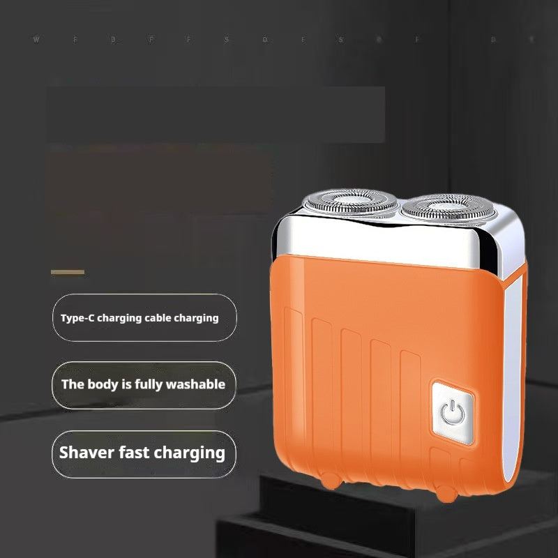 Portable washable magnetic dual-blade men's shaver with rechargeable battery and wet/dry versatility