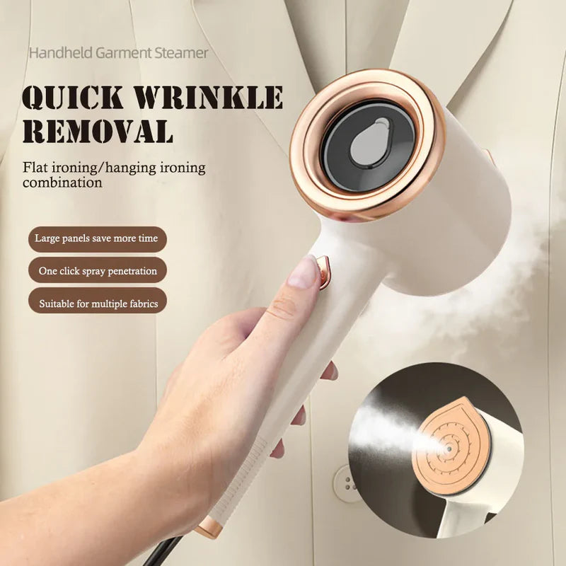 Compact portable handheld garment steamer with titanium panel and 50ml water tank for wrinkle-free clothes on the go