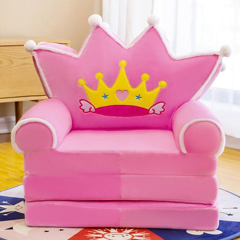 Prince Bear Folding Sofa - Cute Cartoon Animal Baby Seat for Kids Ages 3-8