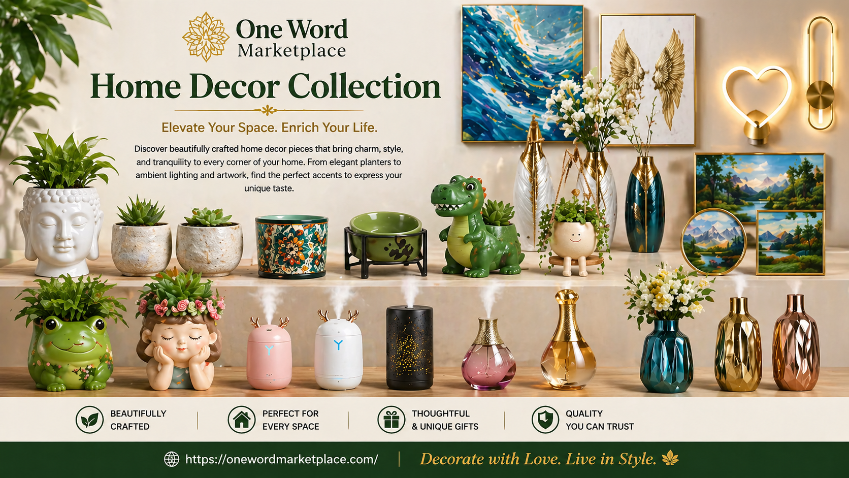 Transform Your Home with Exquisite Home Decor from One Word Marketplace
