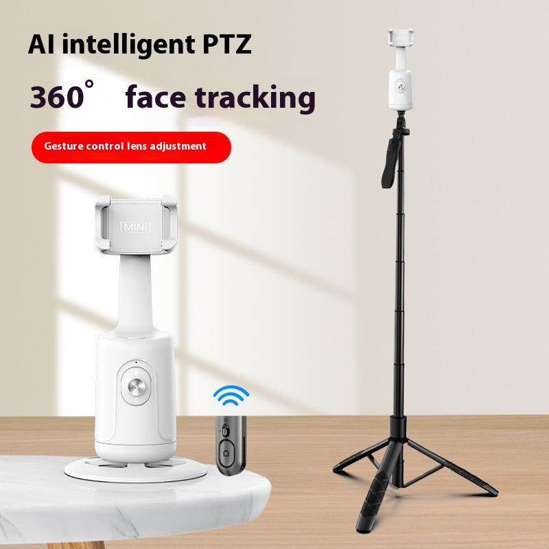 360 Auto Face Tracking AI smart gimbal with 360° rotation, hands-free gesture control, and tripod compatibility for smartphone video stabilization