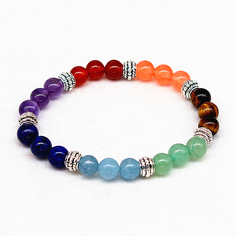 Natural Stone Colorful 7 Chakra Energy Yoga Bracelet