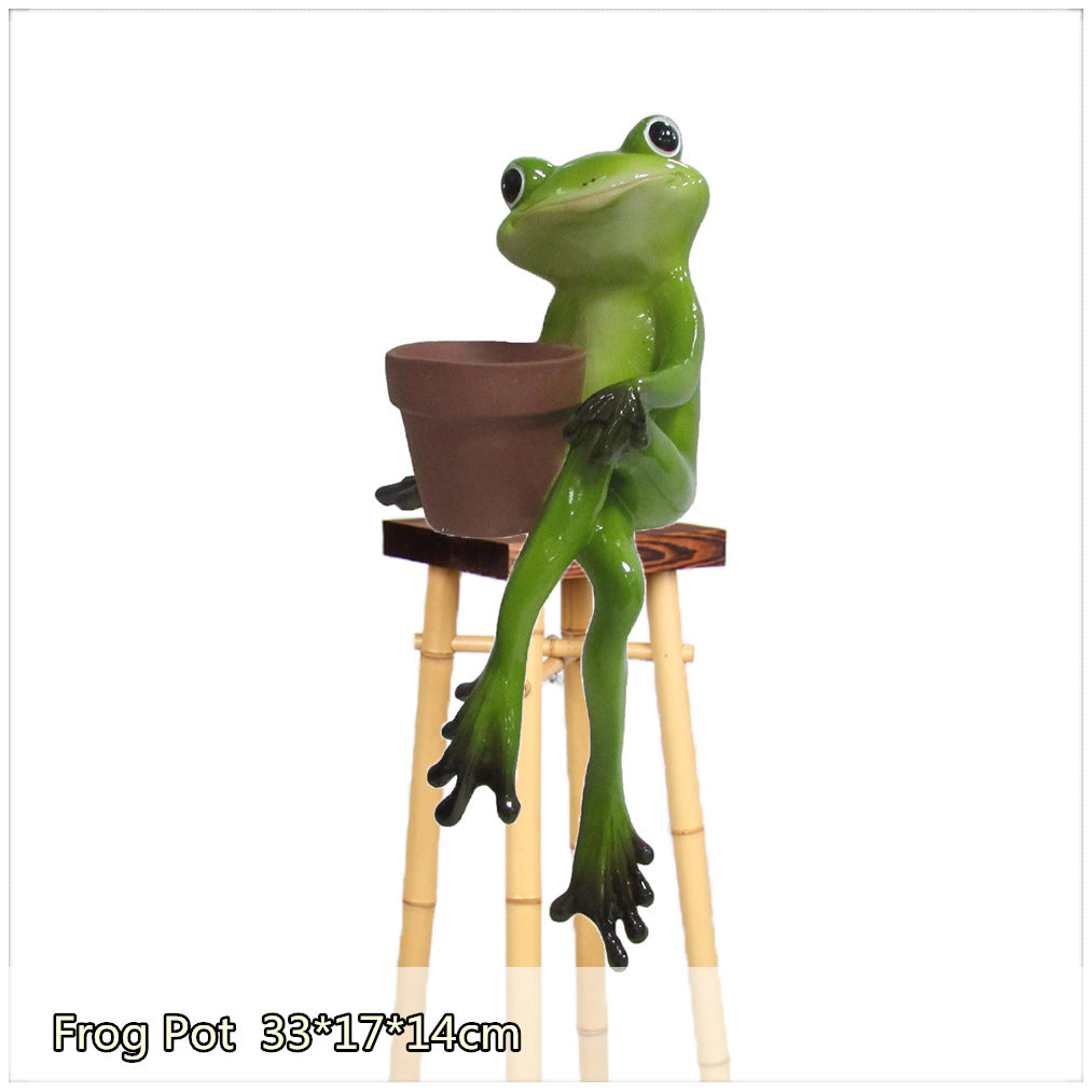 Happy Frog Resin Flower Pot | Cute Animal Desktop Plant Pot