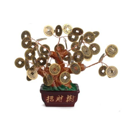 8 inch copper Money Tree bronze die cast decorative pavilion hanging Feng Shui luck charm
