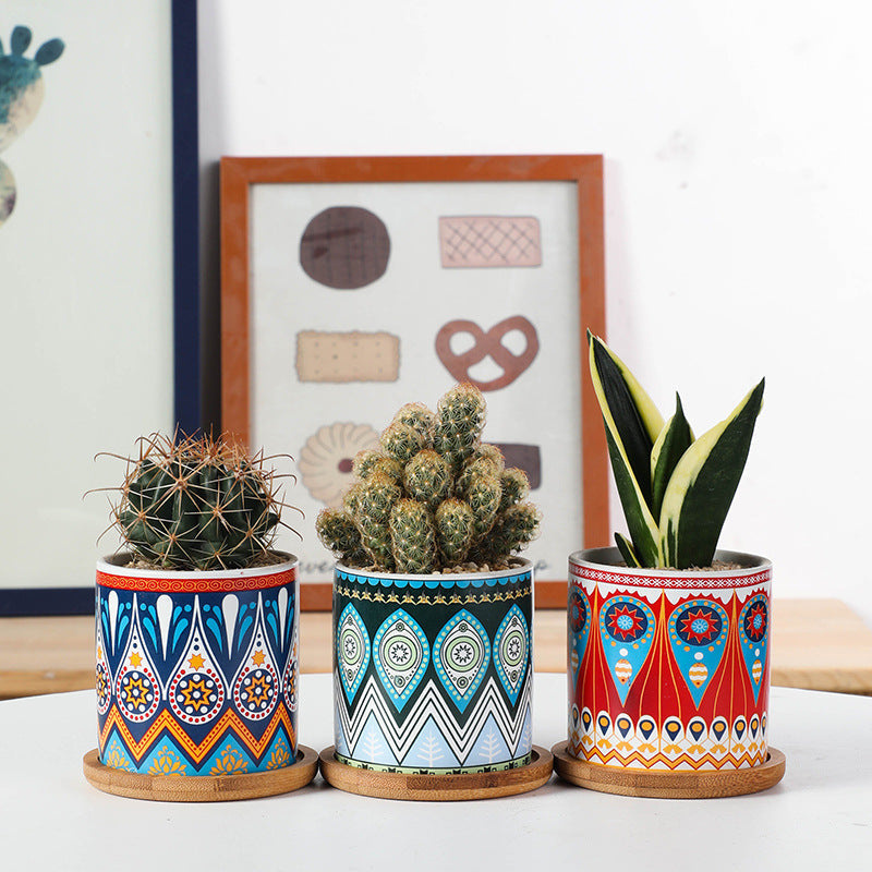 Mandala ceramic flower pot