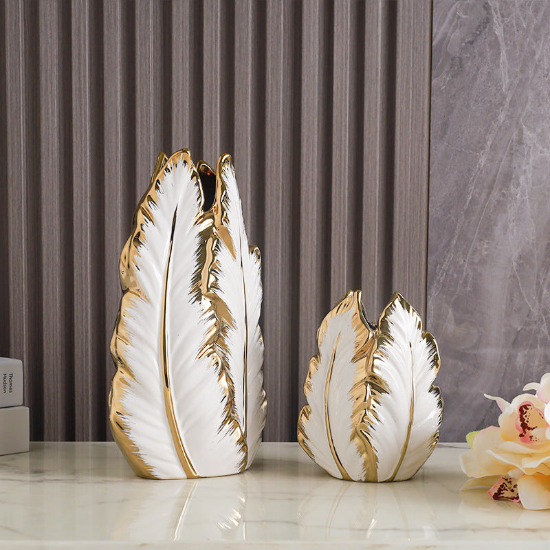 Elegant ceramic vases with electroplated finish for stylish home decor