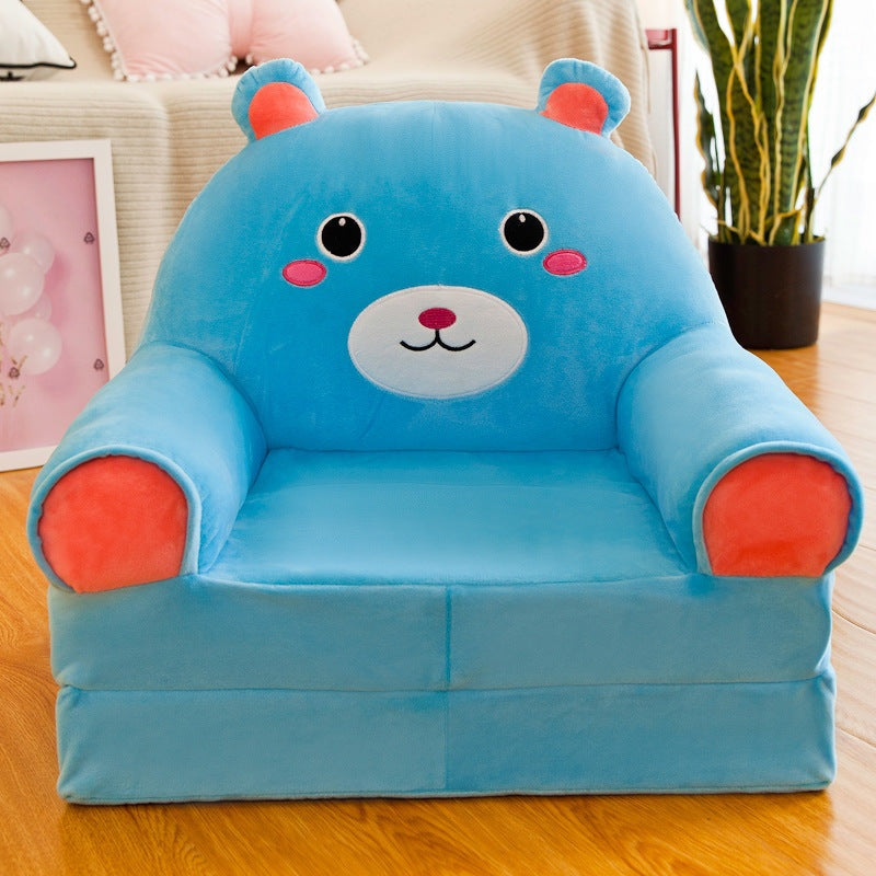Prince Bear Folding Sofa - Cute Cartoon Animal Baby Seat for Kids Ages 3-8