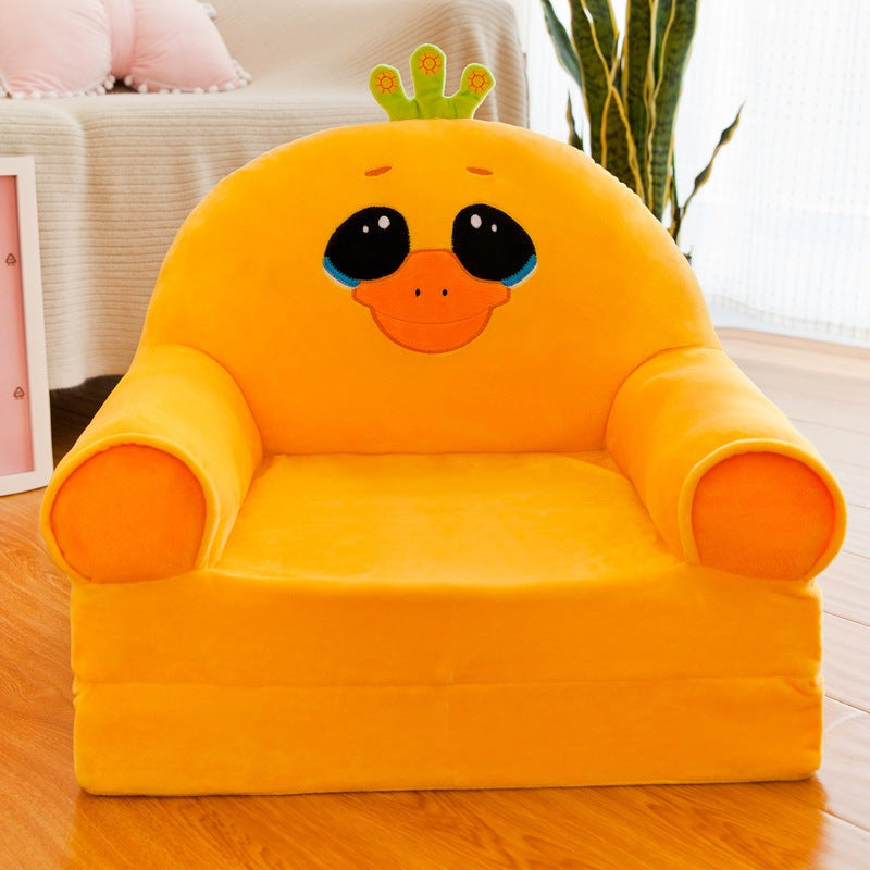 Prince Bear Folding Sofa - Cute Cartoon Animal Baby Seat for Kids Ages 3-8