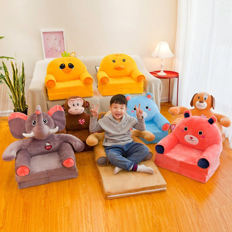 Prince Bear Folding Sofa - Cute Cartoon Animal Baby Seat for Kids Ages 3-8