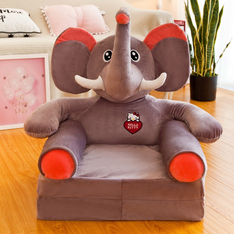 Prince Bear Folding Sofa - Cute Cartoon Animal Baby Seat for Kids Ages 3-8