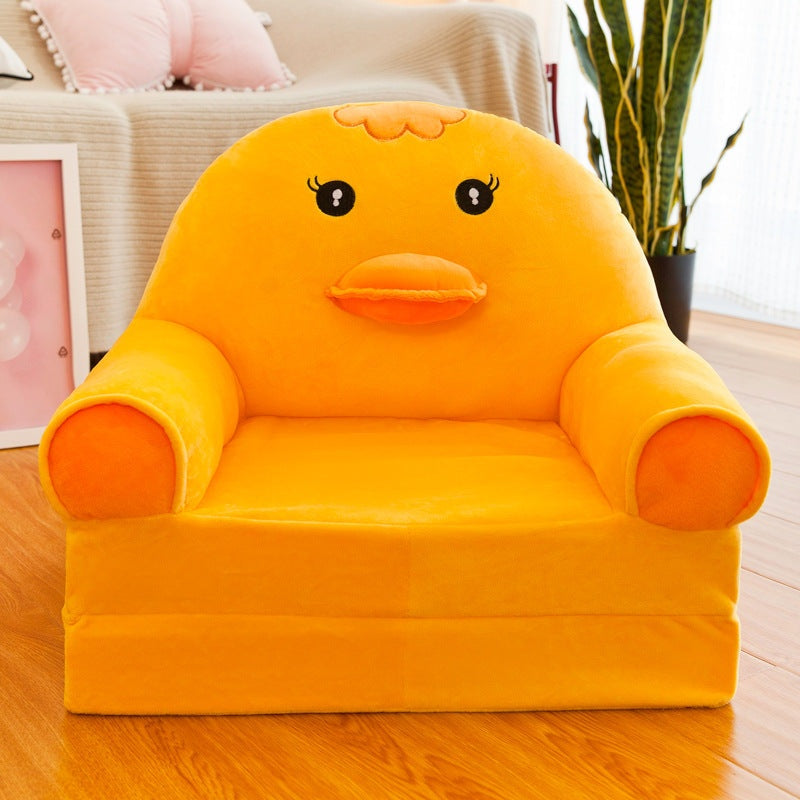 Prince Bear Folding Sofa - Cute Cartoon Animal Baby Seat for Kids Ages 3-8