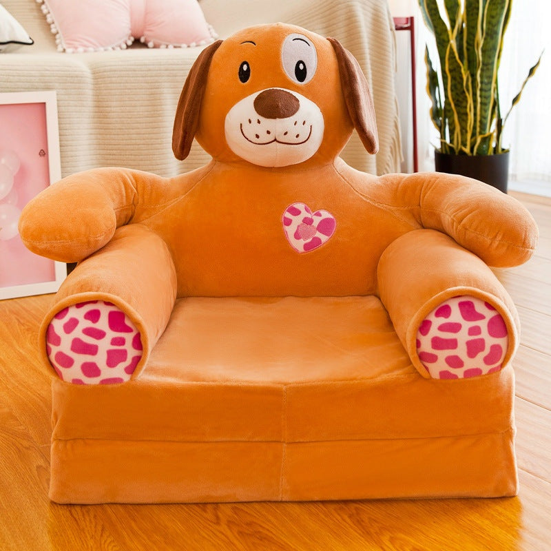Prince Bear Folding Sofa - Cute Cartoon Animal Baby Seat for Kids Ages 3-8