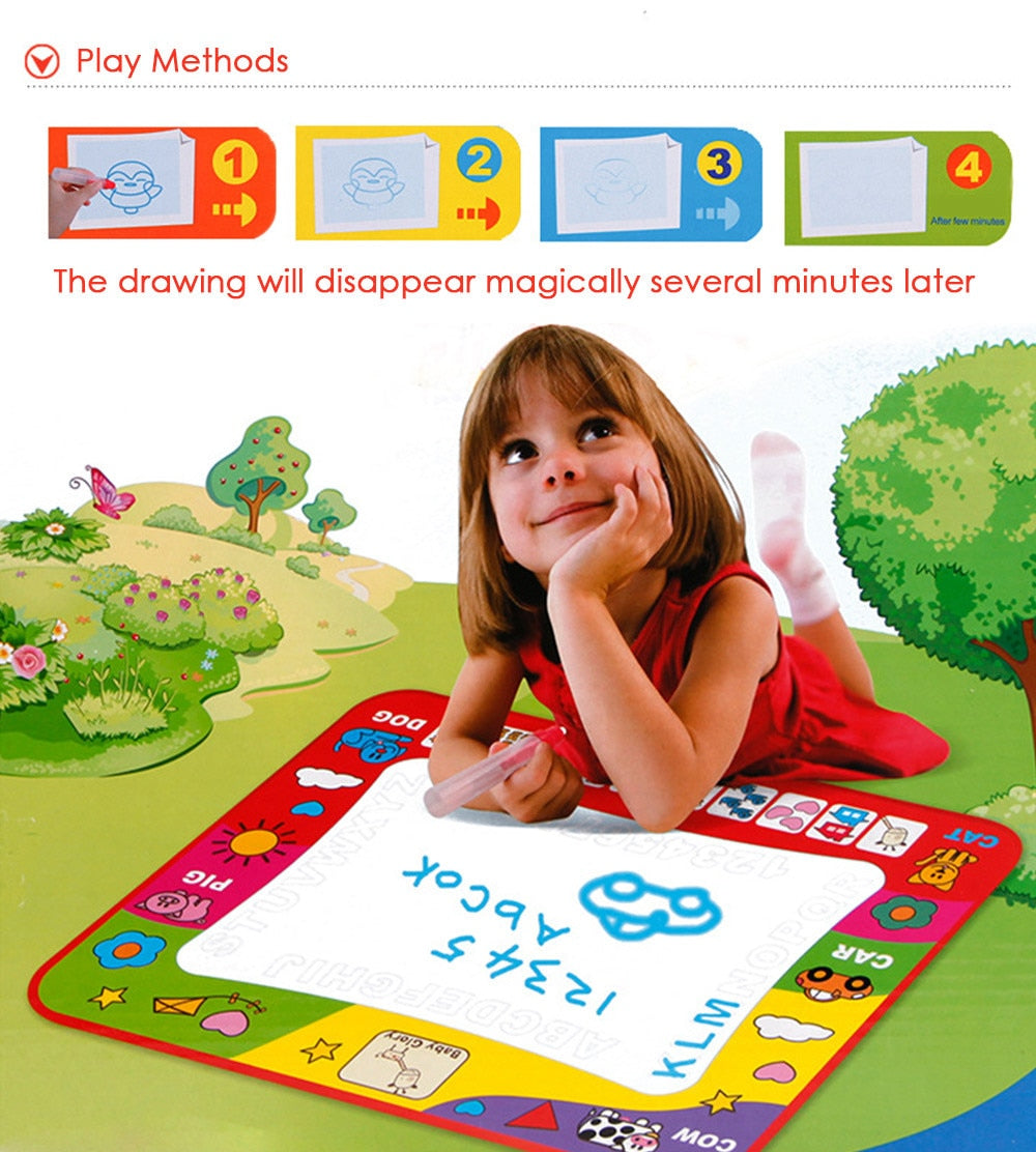 80x60cm Water Drawing Play Mat - Magic Pen Doodle Painting Toy for Kids & Toddlers