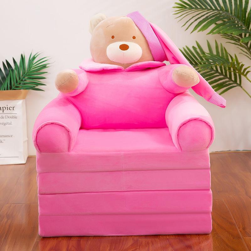 Prince Bear Folding Sofa - Cute Cartoon Animal Baby Seat for Kids Ages 3-8