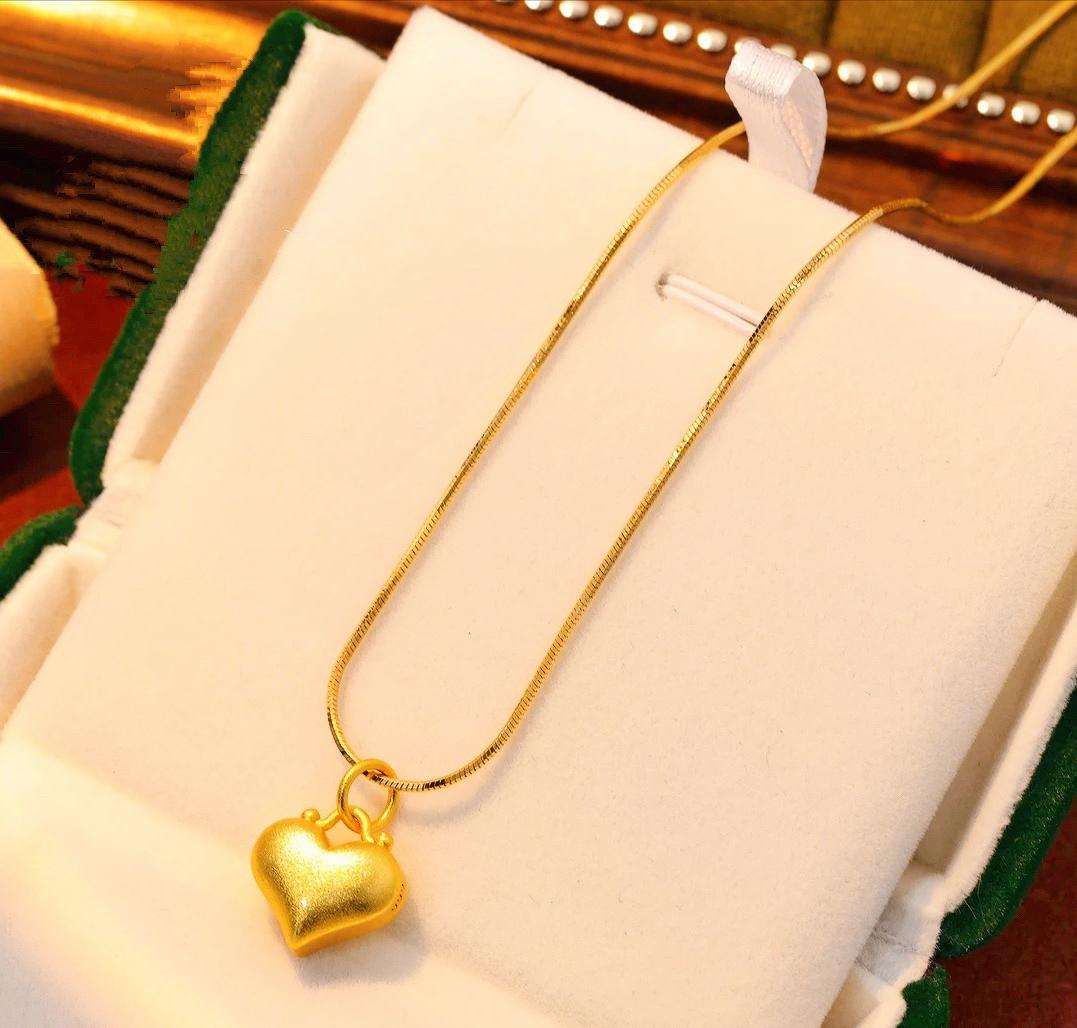 Brass heart necklace with gold finish - Valentine's Day gift
