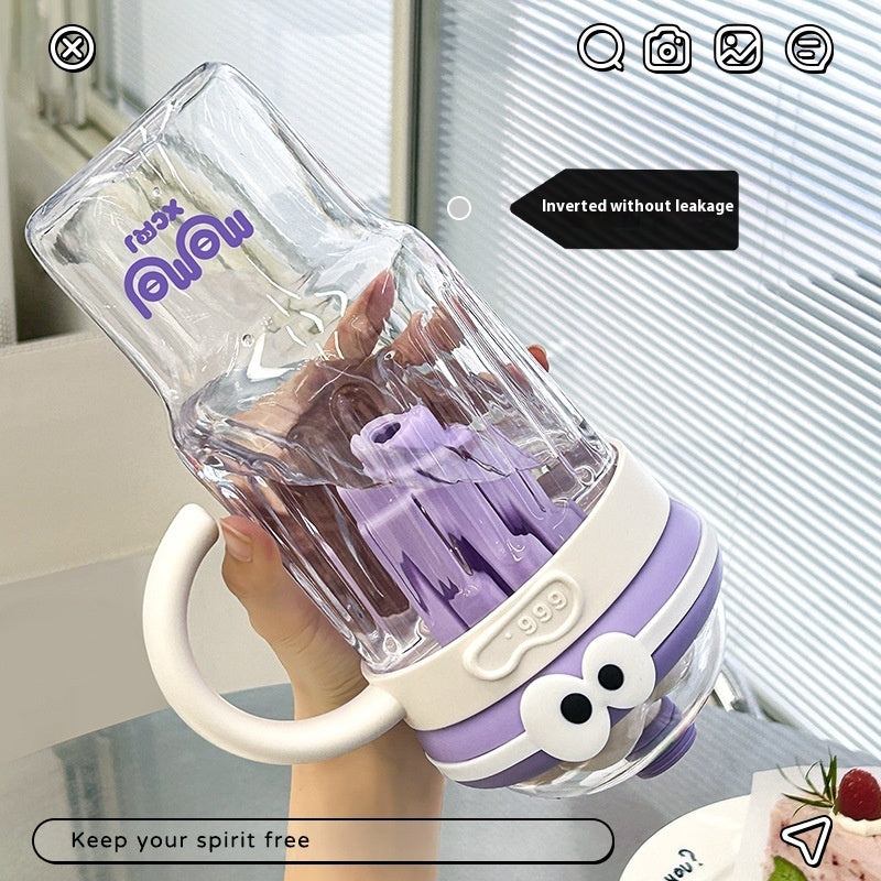 Large capacity minimalist water cup straw with ice, durable and reusable for hydration on the go