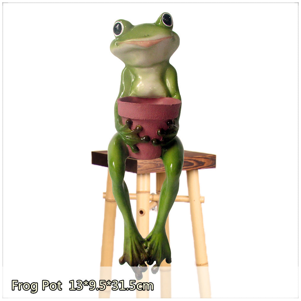Happy Frog Resin Flower Pot | Cute Animal Desktop Plant Pot