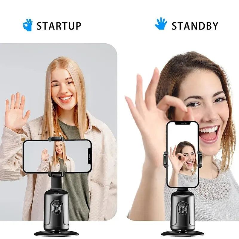 360 auto face tracking AI smart gimbal for smartphones with gesture control and tripod compatibility