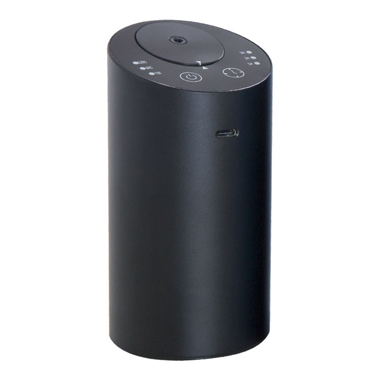 Portable aroma diffuser with USB rechargeable lithium battery and sleek columnar design emitting gentle mist