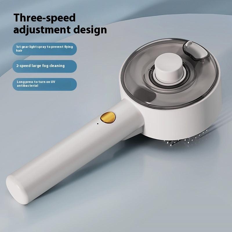 Pet Grooming Spray Brush with UV Sterilization - 3-in-1 Dog & Cat Hair Remover