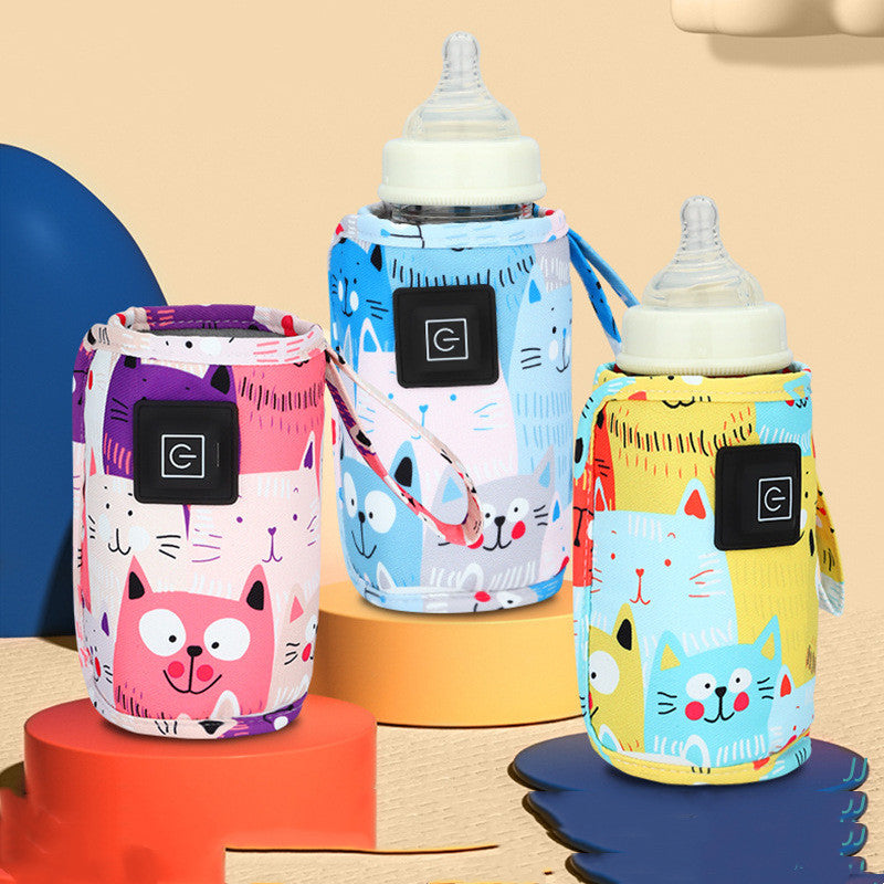 USB powered milk bottle insulation sleeve for baby bottles with three heating settings