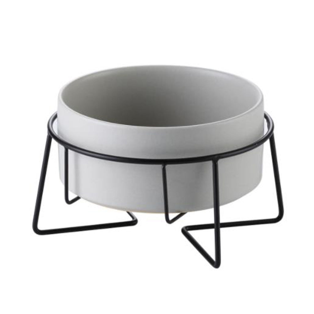 Nordic Ceramic Pet Bowl with Iron Stand | Cat & Dog Food Water Bowl