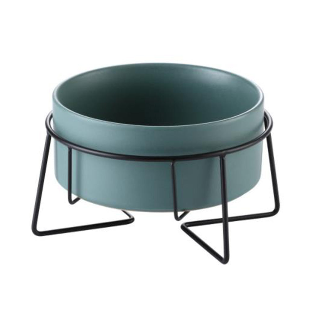 Nordic Ceramic Pet Bowl with Iron Stand | Cat & Dog Food Water Bowl