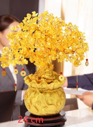Small natural crystal lucky tree made of citrine for gift decoration
