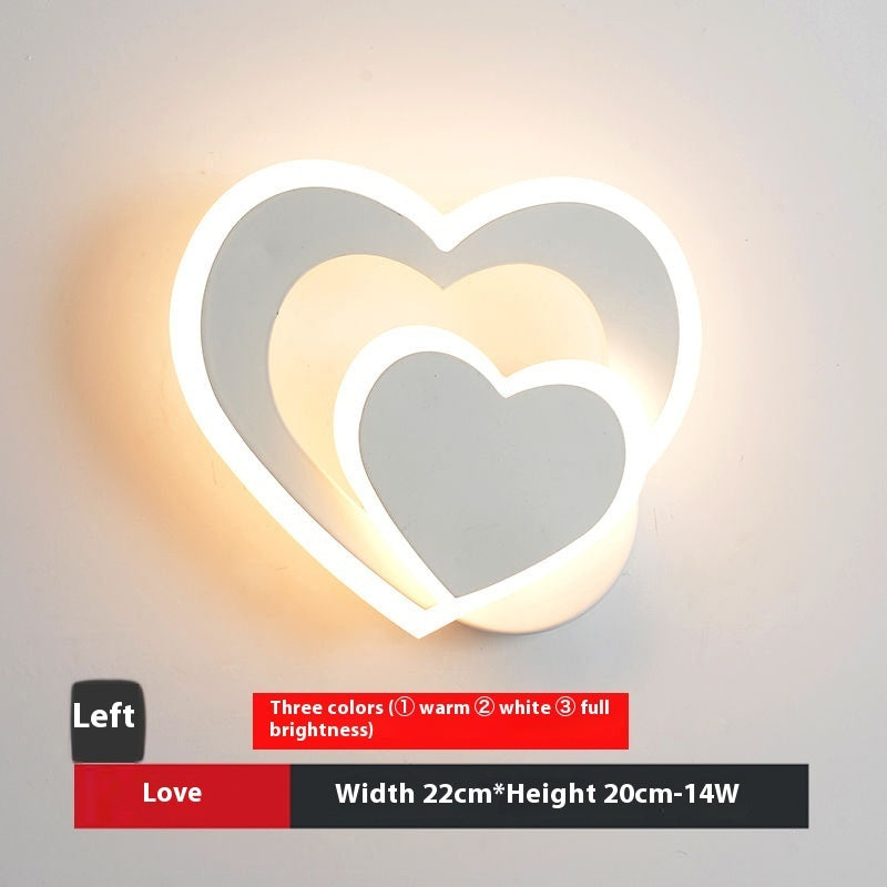 LED Heart-shaped Creative Bedroom Living Room Road Background Wall Bedside Lamp