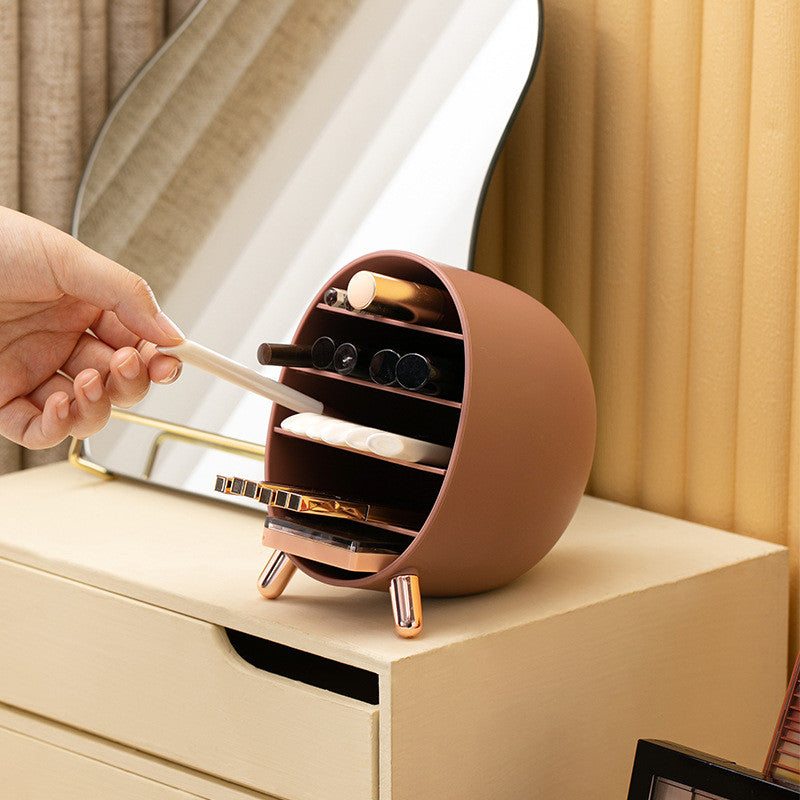 Compact white lipstick holder with adjustable layers for makeup organization
