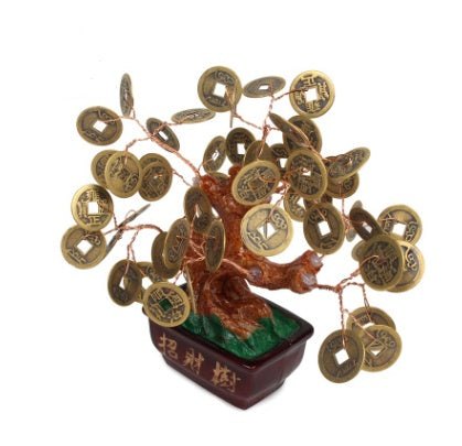 8 inch copper Money Tree die-cast bronze decorative pavilion design Feng Shui money tree cash cow rich tree
