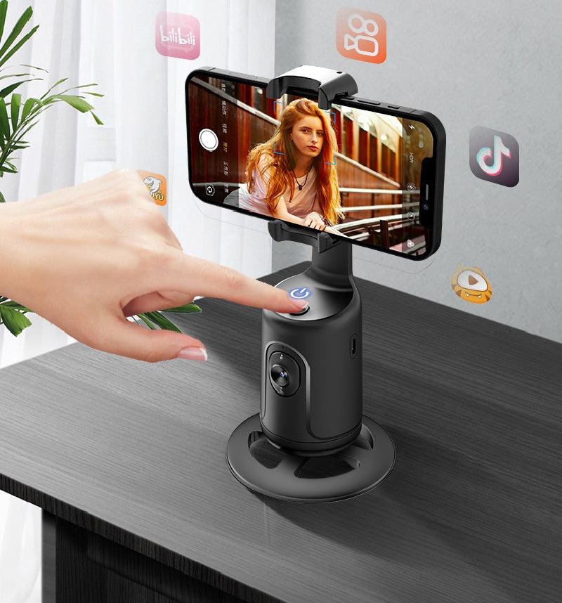 360 Auto Face Tracking AI smart phone gimbal with gesture control and 360-degree rotation for stable video recording